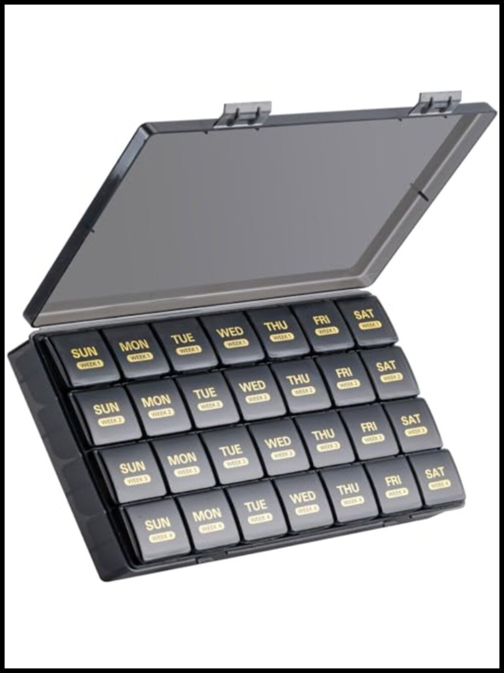 28 Day Monthly Pill Organizer BPA-Free 4 Week Vitamin Medicine Case